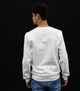 Wit sweater basic heren achterzijde
