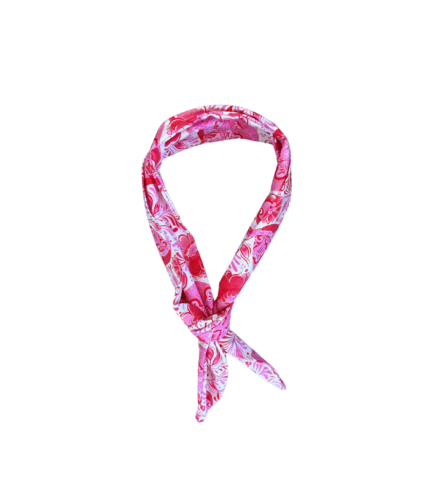 0701 sjaal rood roze wit print