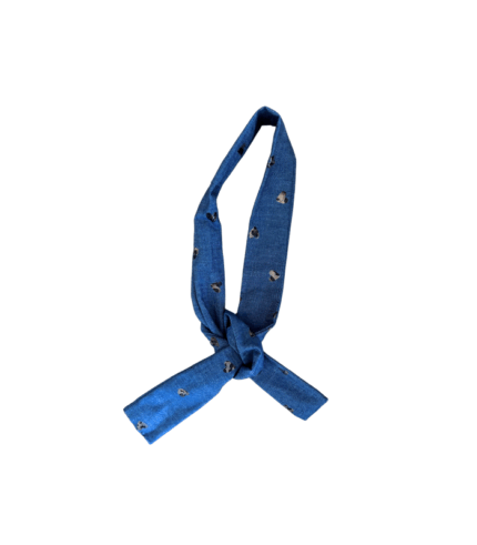 0703 sjaal denim stof met panter hartjes print