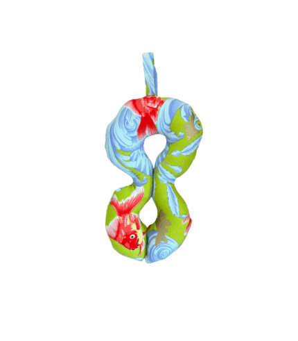 11002 stofcijfer groen, blauw, rood met print en lus 16 cm