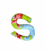 90002 stofletter groen, blauw, rood met print vis 16cm