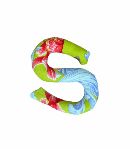 90002 stofletter groen, blauw, rood met print vis 16cm