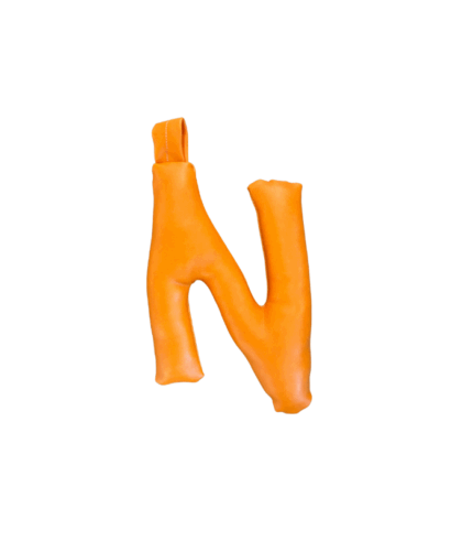 91006 stofletter oranje leer met lus 16 cm